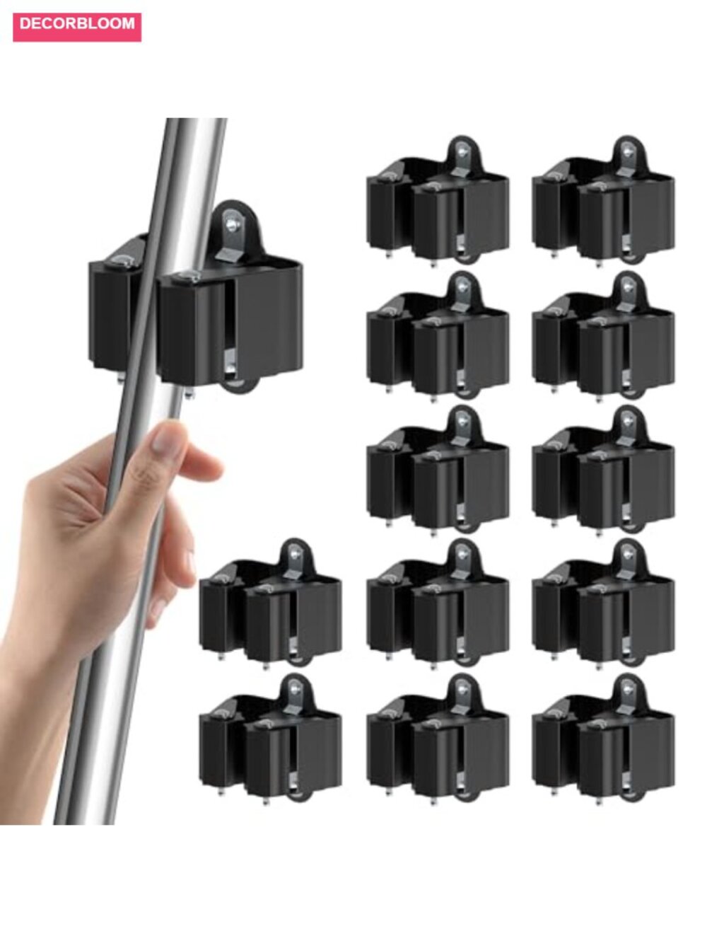 Broom Holder Wall Mount 12 Pack Stainless Steel Mop Hanger